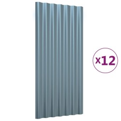 Panneaux de toit 12 pcs Acier enduit de poudre Gris 80x36 cm 