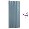 Panneaux de toit 12 pcs Acier enduit de poudre Gris 80x36 cm 