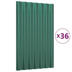 Panneaux de toit 36 pcs Acier enduit de poudre Vert 60x36 cm 