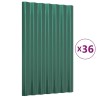 Panneaux de toit 36 pcs Acier enduit de poudre Vert 60x36 cm 