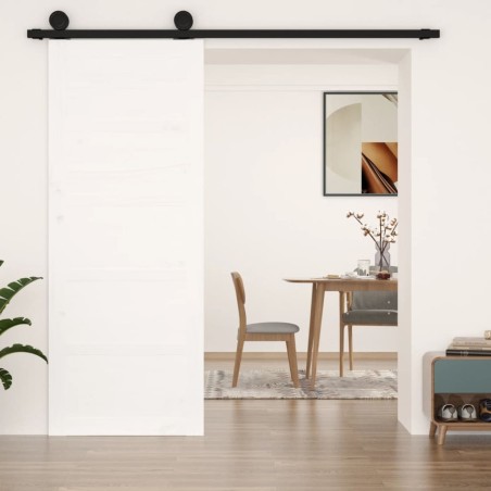 Porte de grange Blanc 80x1,8x204,5 cm Bois massif de pin 