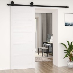 Porte de grange Blanc 80x1,8x204,5 cm Bois massif de pin 