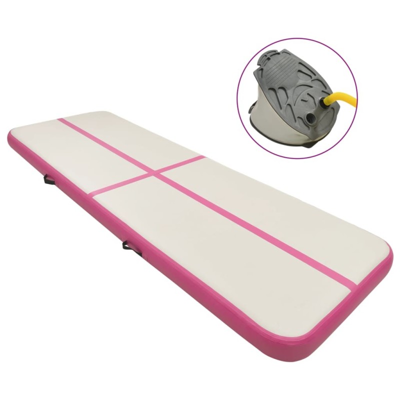 Tapis gonflable de gymnastique avec pompe 400x100x15cm PVC Rose Tapis gonflable de gymnastique avec pompe 400x100x15cm PVC Rose