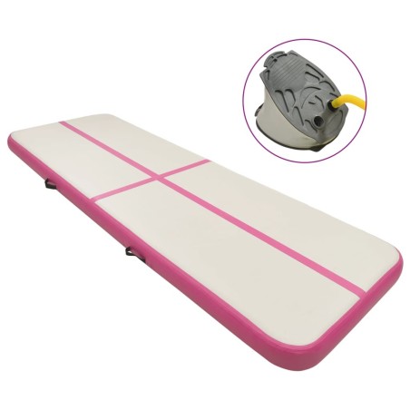 Tapis gonflable de gymnastique avec pompe 400x100x15cm PVC Rose 