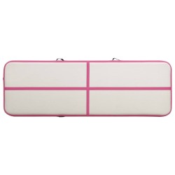 Tapis gonflable de gymnastique avec pompe 400x100x15cm PVC Rose 