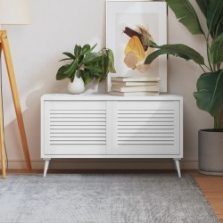 Portes d'armoire à persiennes 2pcs blanc 39,5x49,4cm pin massif 