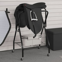 Porte-selle pliable autoportant noir fer 