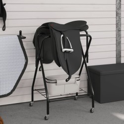 Porte-selle pliable autoportant noir fer 