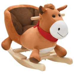 Cheval à bascule avec dossier Peluche 60x32x50 cm Marron 