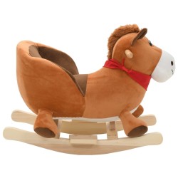 Cheval à bascule avec dossier Peluche 60x32x50 cm Marron 
