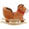 Cheval à bascule avec dossier Peluche 60x32x50 cm Marron 