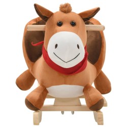Cheval à bascule avec dossier Peluche 60x32x50 cm Marron 