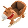 Cheval à bascule avec dossier Peluche 60x32x50 cm Marron 