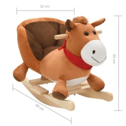 Cheval à bascule avec dossier Peluche 60x32x50 cm Marron 