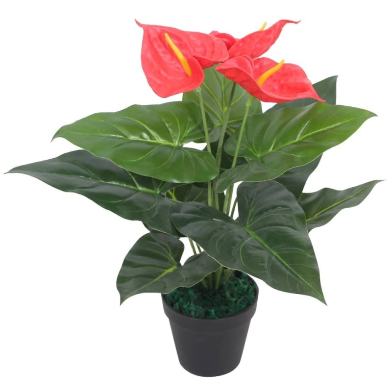 Plante artificielle avec pot Anthurium 45 cm Rouge et Jaune Plante artificielle avec pot Anthurium 45 cm Rouge et Jaune