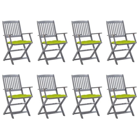 Chaises pliables d'extérieur lot de 8 et coussins Bois d'acacia 