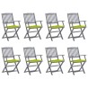 Chaises pliables d'extérieur lot de 8 et coussins Bois d'acacia 
