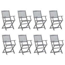 Chaises pliables d'extérieur lot de 8 et coussins Bois d'acacia 