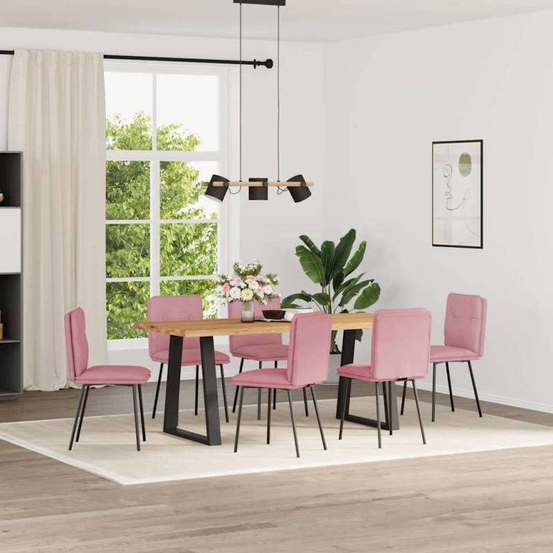 Chaises à manger lot de 6 rose velours 