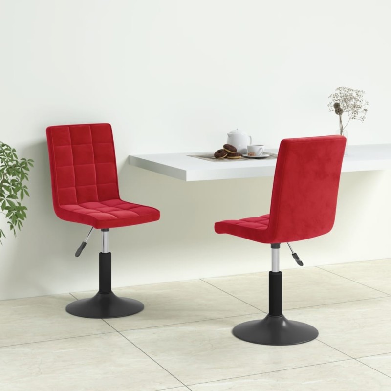 Chaises à manger pivotantes lot de 2 rouge bordeaux velours Chaises à manger pivotantes lot de 2 rouge bordeaux velours