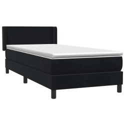 Sommier à lattes de lit avec matelas noir 80x210 cm velours 