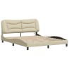Cadre de lit avec LED sans matelas crème 160x200 cm tissu 