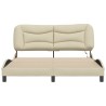 Cadre de lit avec LED sans matelas crème 160x200 cm tissu 