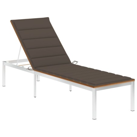 Chaise longue avec coussin Bois d'acacia et acier inoxydable 