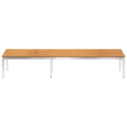 Chaise longue avec coussin Bois d'acacia et acier inoxydable 