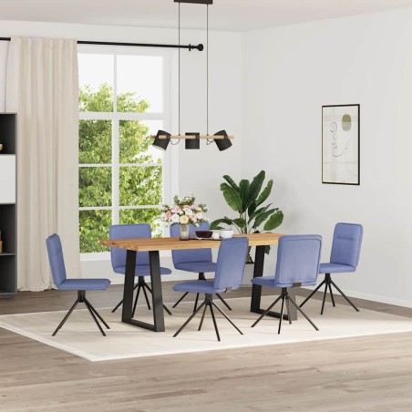 Chaises à manger lot de 6 bleu jean tissu 