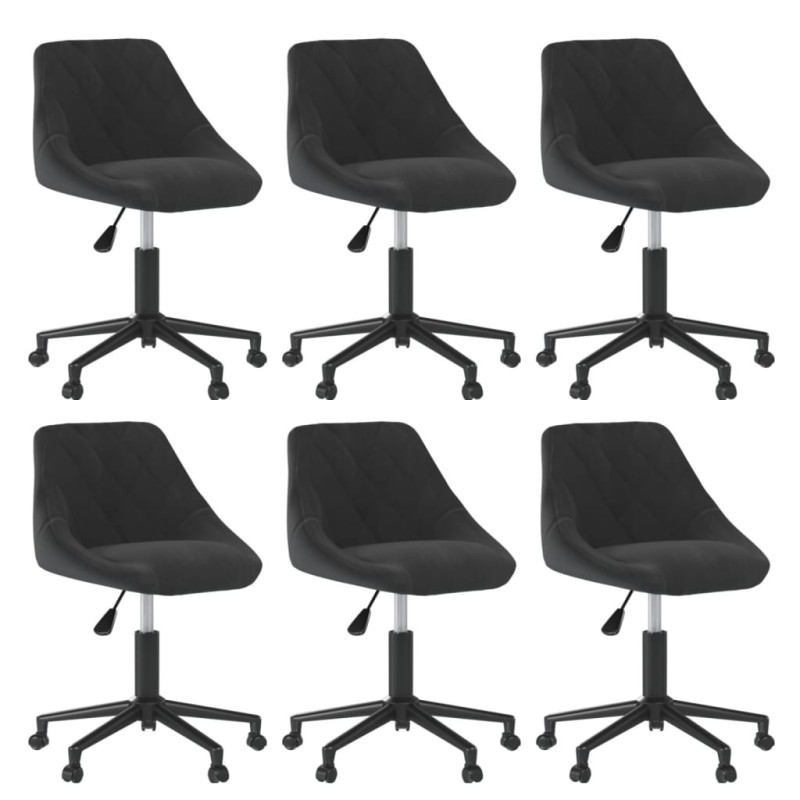Chaises pivotantes à manger lot de 6 noir velours 