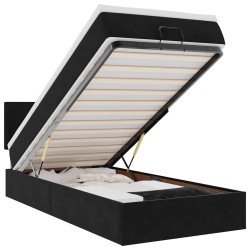 Cadre de lit ottoman avec matelas noir 90x190 cm velours 