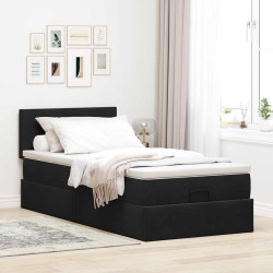 Cadre de lit ottoman avec matelas noir 90x190 cm velours 