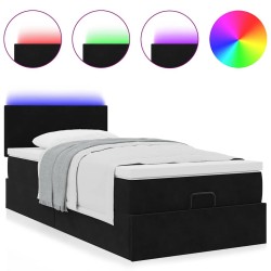 Cadre de lit ottoman avec matelas noir 90x190 cm velours 