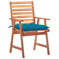 Chaises à manger d'extérieur lot de 2 et coussins Acacia massif 