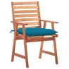 Chaises à manger d'extérieur lot de 2 et coussins Acacia massif 