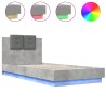 Cadre de lit avec LED sans matelas gris béton 90x200 cm 