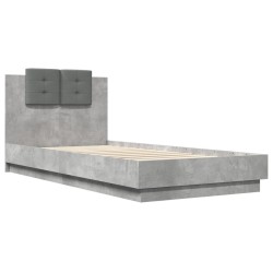 Cadre de lit avec LED sans matelas gris béton 90x200 cm 