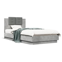 Cadre de lit avec LED sans matelas gris béton 90x200 cm 