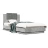 Cadre de lit avec LED sans matelas gris béton 90x200 cm 