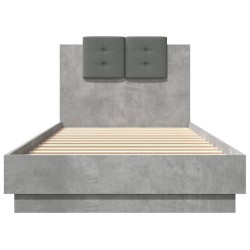 Cadre de lit avec LED sans matelas gris béton 90x200 cm 