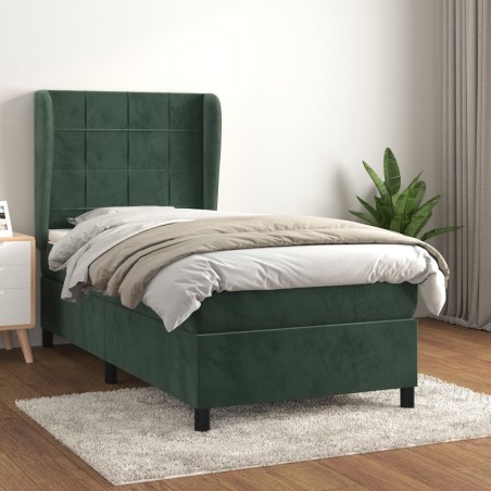Sommier à lattes de lit avec matelas Vert foncé 90x190 cm 