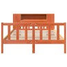 Lit bibliothèque sans matelas cire marron 160x200cm bois massif 