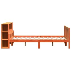 Lit bibliothèque sans matelas cire marron 160x200cm bois massif 