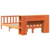 Lit bibliothèque sans matelas cire marron 160x200cm bois massif 