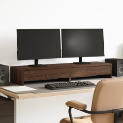 Support de moniteur avec tiroirs chêne marron bois d'ingénierie 