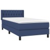 Sommier à lattes de lit avec matelas Bleu 90x190 cm Tissu 