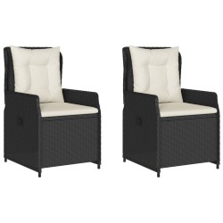 Chaises inclinables de jardin lot de 2 noir résine tressée 
