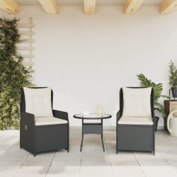 Chaises inclinables de jardin lot de 2 noir résine tressée 