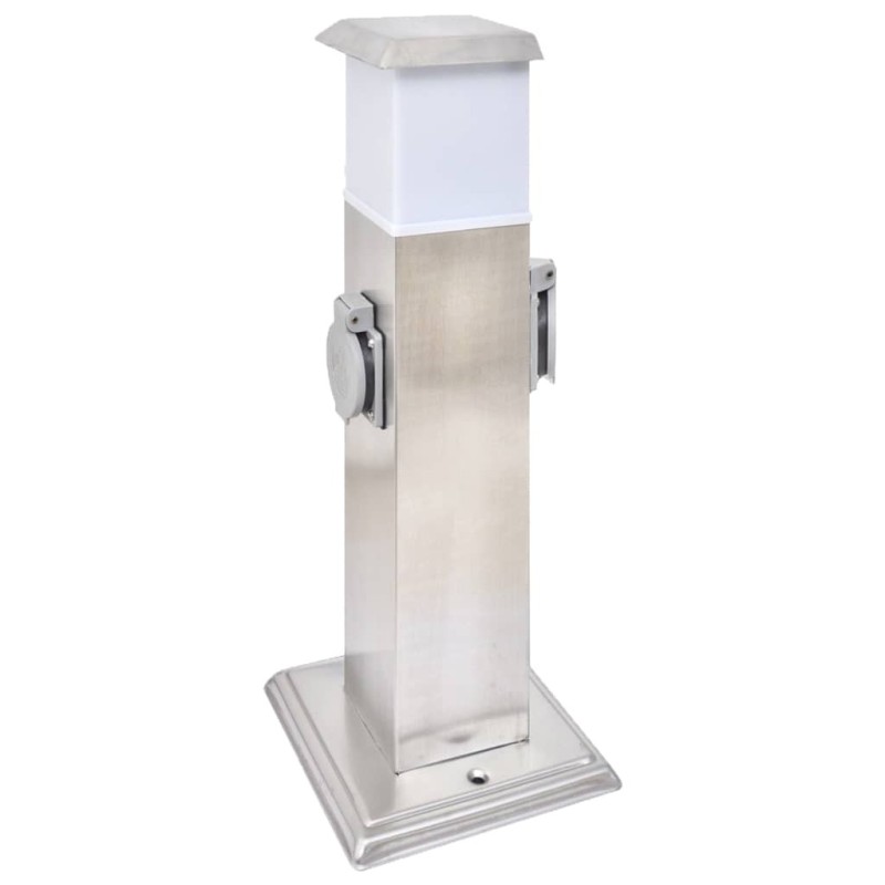 Pilier de prise de jardin avec lampe Acier inoxydable 